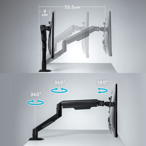 モニターアーム 1台用 耐荷重2～8kg メカニカルスプリング式 クランプ