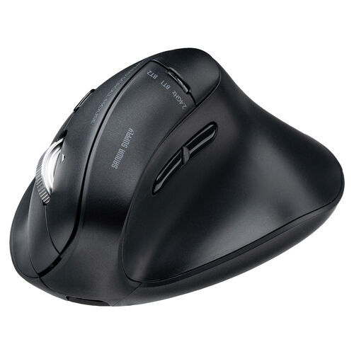 ワイヤレスエルゴマウス チルトホイール 高速スクロール 静音 5ボタン Bluetooth マルチペアリング ブラック