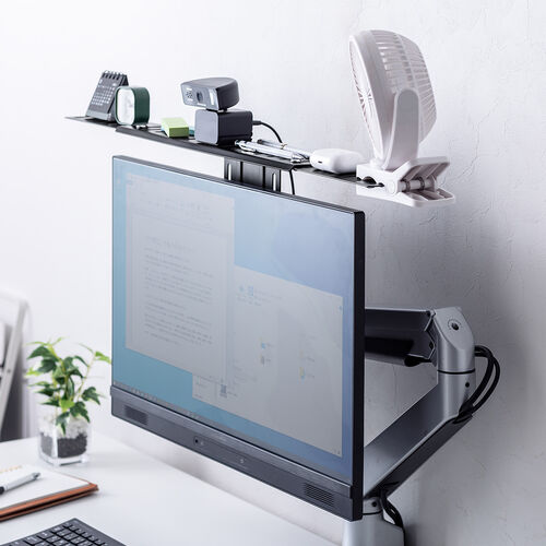 モニター上 台 棚 VESA固定 小物置き カメラ設置 横幅40から69cm可変