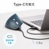 エルゴノミクスマウス 軽量タイプ Bluetooth接続 静音ボタン USB充電式 ブルー