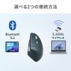 エルゴノミクスマウス 軽量タイプ Bluetooth 2.4GHzワイヤレス 静音ボタン USB充電式 ブルー