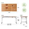昇降式ベッドテーブル(手動昇降・脚幅伸縮・傾斜変更可能・カップホルダー・W120×D60cm・薄い木目)