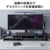 モニター台 2段式 幅100cm 机上台 モニター下収納 2段収納 木製 ブラック
