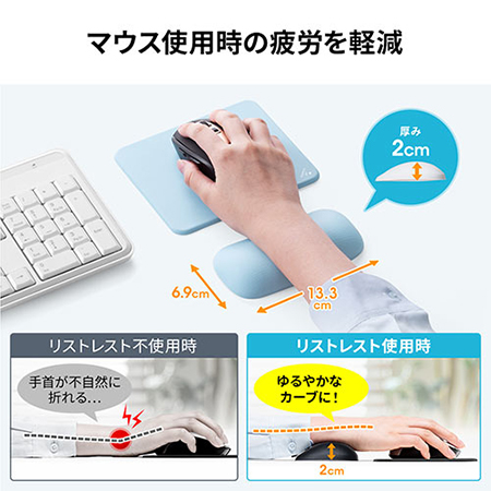 Yt Mpd028bk リストレスト付きマウスパッド マウス用 手首 腱鞘炎防止 疲労軽減 クッション 低反発 ジェル ブラック レビュー エルゴノミクスショップ