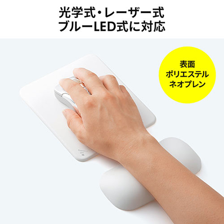 リストレスト付きマウスパッド マウス用 手首 腱鞘炎防止 疲労軽減 クッション 低反発 ジェル ホワイト Yt Mpd028w エルゴノミクスショップ