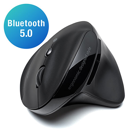 Bluetoothエルゴノミクスマウス(腱鞘炎予防・充電式・マルチペアリング・静音ボタン・カウント切り替え・ブラック) YT-MABT127