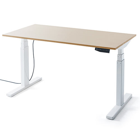スタンディングデスク(電動昇降式・幅140cm・奥行70cm・木目調・高さメモリー付き)