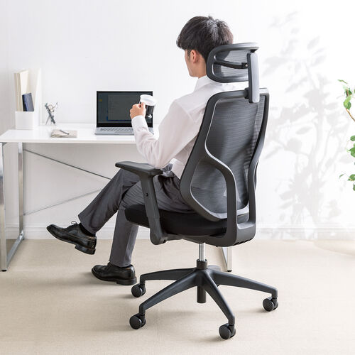 メッシュチェア 体重感知式ロッキング ロッキング固定 ミドルバック