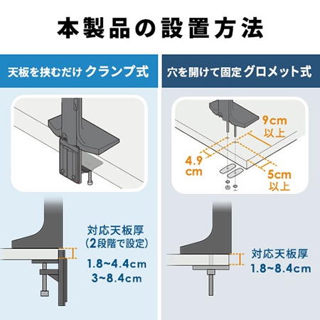 モニターアーム 耐荷重18kg 大型モニター対応 43型 ガス圧式 クランプ式 ブラック Eyetx La038 エルゴノミクスショップ