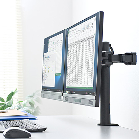 アウトレット】デュアルモニターアーム(耐荷重各10kg・水平可動