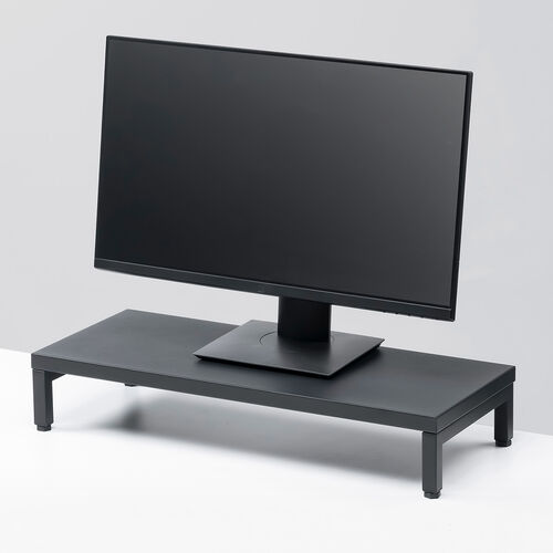 モニター台 幅60cm 奥行25cm 耐荷重10kg スチール製 ブラック モニター台 幅60cm 奥行25cm 耐荷重10kg スチール製 ブラック
