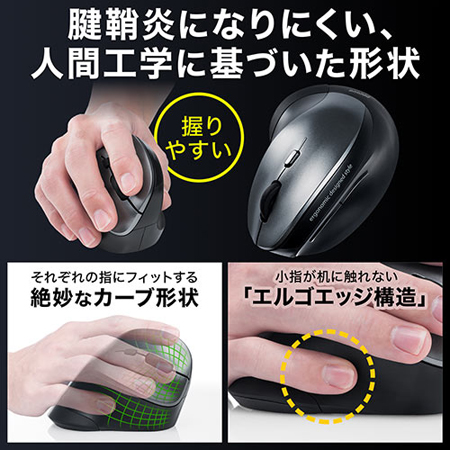 400-MA092 / ワイヤレス エルゴノミクスマウス ブルーLED