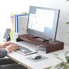 キーボード収納モニター台(コンセント+USBハブ搭載・木目柄・W600×D250・スチール製)