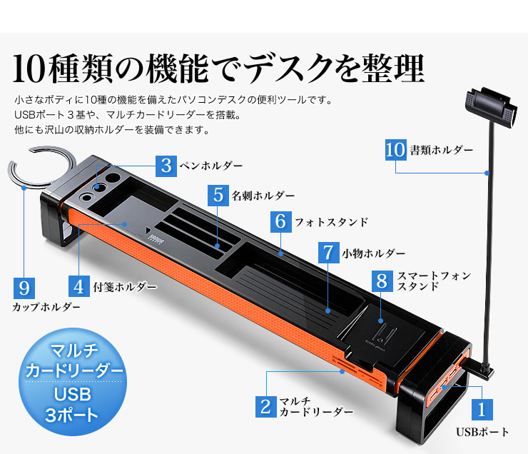 10種類の機能でデスクを整理